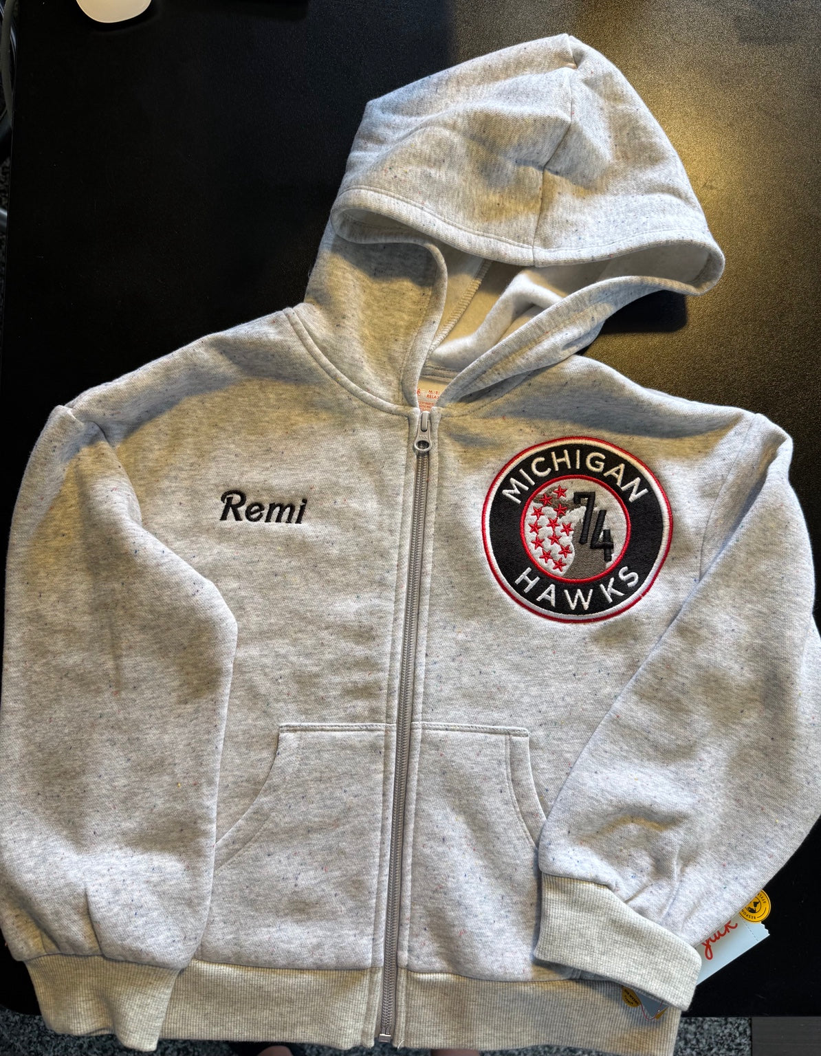 Personalized Michigan Hawks embroidered kids hoodie